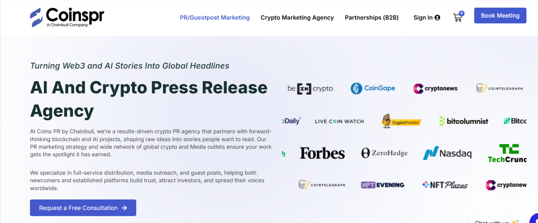this image describes coinspr - Crypto PR platform